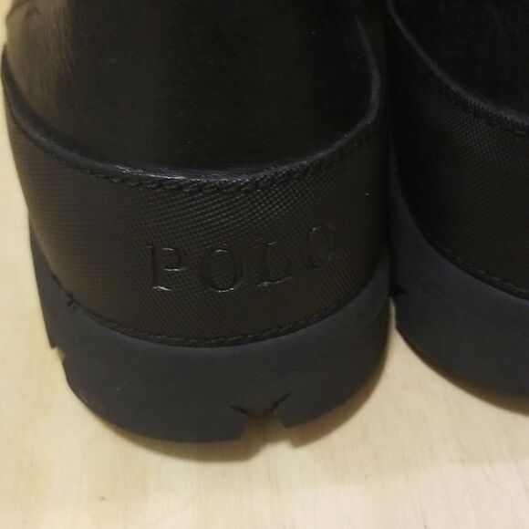 Polo Ralph Lauren Black Leather Oslo Chelsea Boots New without box 12 - Picture 5 of 10
